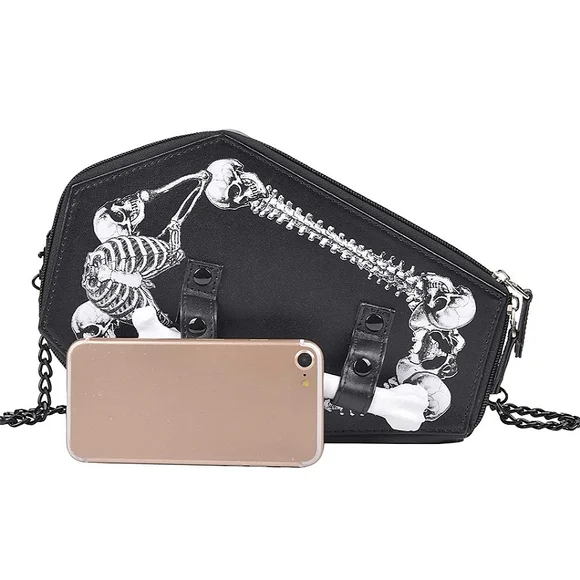 Amazing Skeleton Coffin Casket Handbag with Bone Accessory - Picture 8 of 8